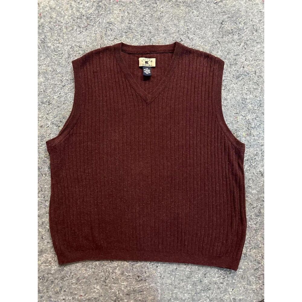 Cutter & Buck Men’s Large Burgundy Silk Cashmere V-Neck Sweater Vest